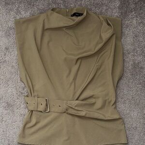 Olive Green Belted Women's Top MANGO